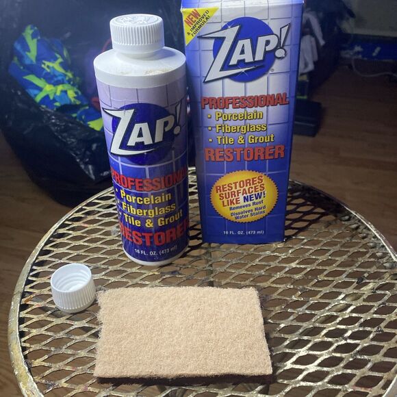 Zap Professional Restorer for Porcelain Fiberglass Tile Grout 16 oz New W/ Pads - Picture 1 of 3